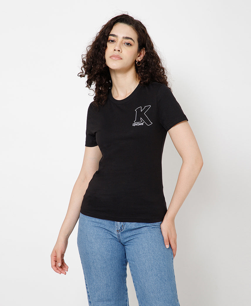 KICKERS WOMEN BLACK T-SHIRTS