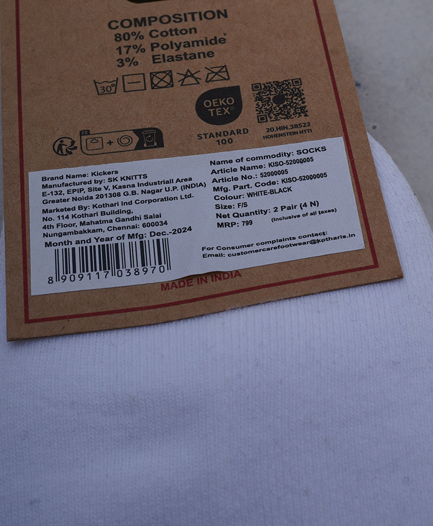 Kickers Men WHITE BLACK Socks