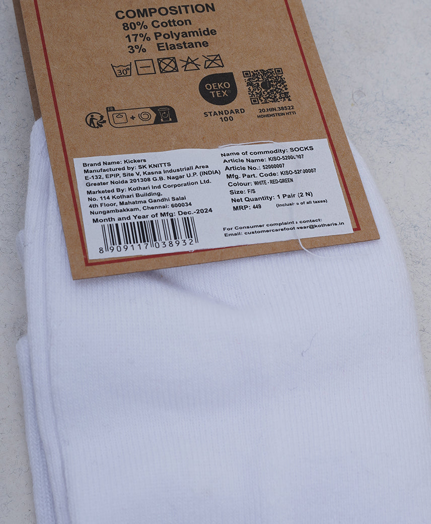 Kickers Men WHITE-RED-GREEN Socks