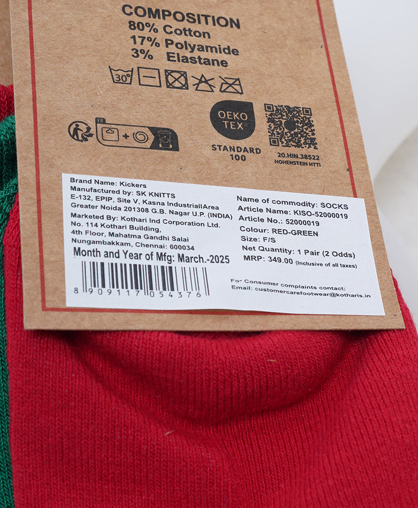 Kickers Kids Boy RED-GREEN Socks