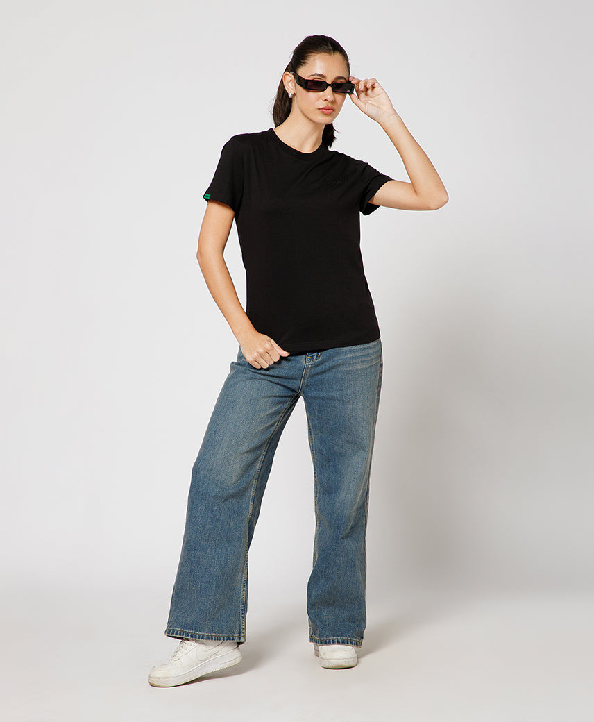KICKERS WOMEN BLACK T-SHIRTS