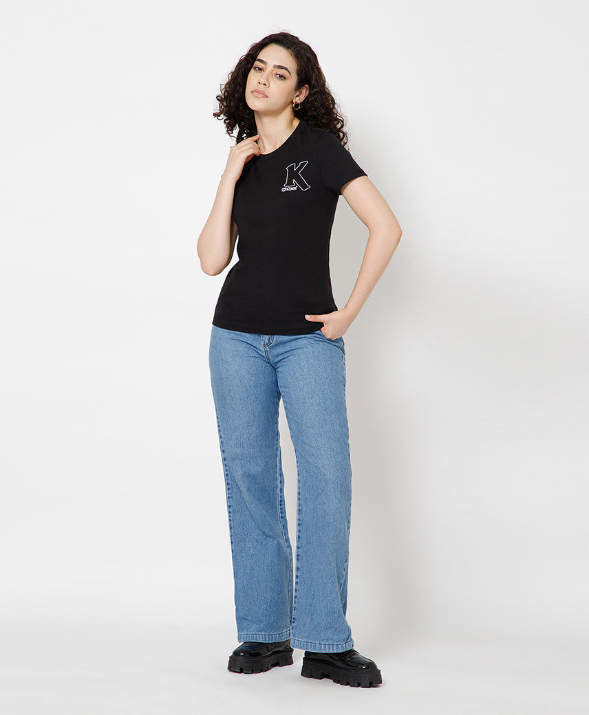 KICKERS WOMEN BLACK T-SHIRTS