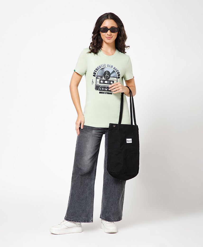 KICKERS WOMEN LIGHT GREEN T-SHIRTS
