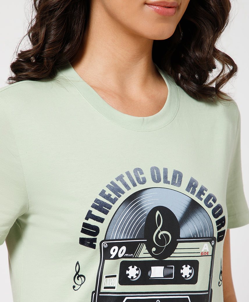 KICKERS WOMEN LIGHT GREEN T-SHIRTS