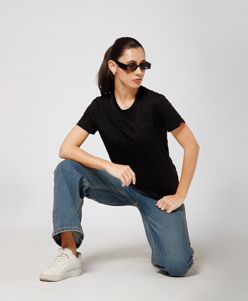 KICKERS WOMEN BLACK T-SHIRTS