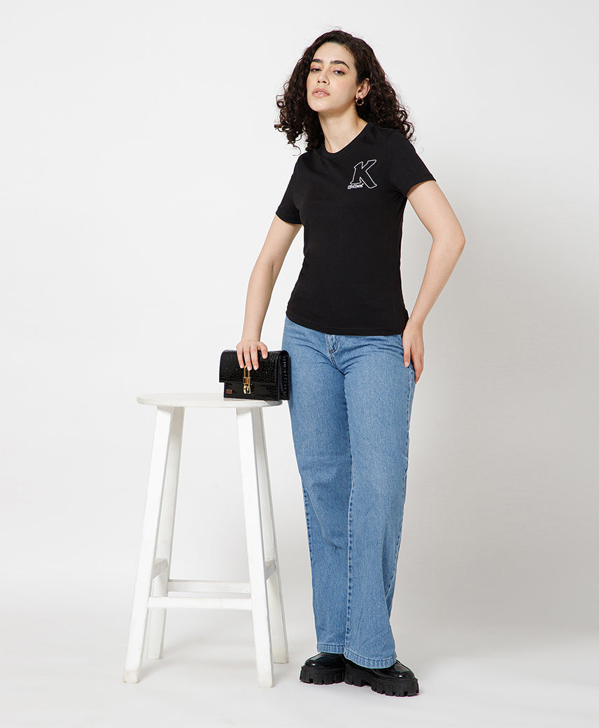 KICKERS WOMEN BLACK T-SHIRTS