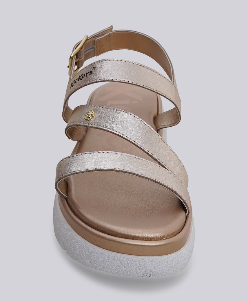 Kickers Women KICK STRAP Genuine Leather CHAMPAGNE GOLD Platform Sandal