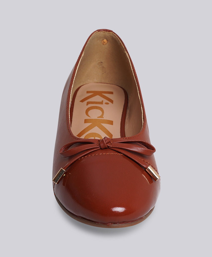 Kickers Women KICK MACKEREL Genuine Leather BROWN Flat Ballerina