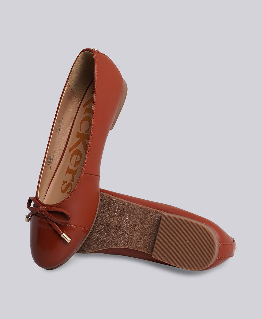 Kickers Women KICK MACKEREL Genuine Leather BROWN Flat Ballerina