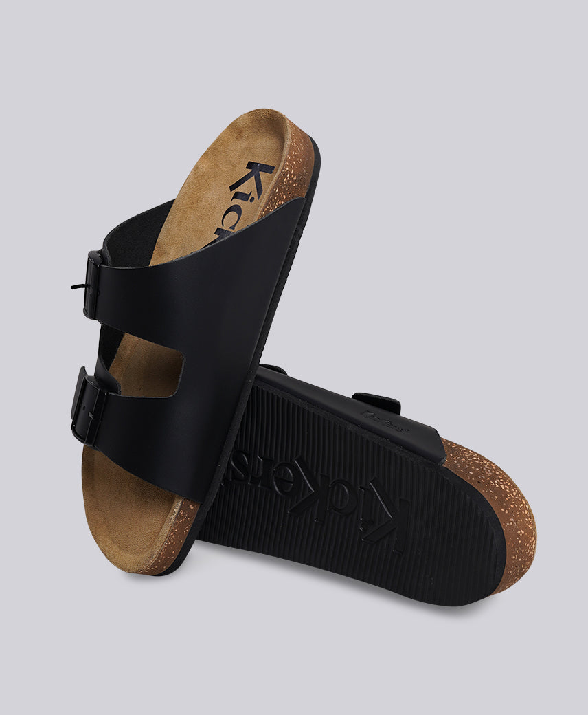 Kickers Men KICK GLOAS Genuine Leather BLACK Flat Sandal