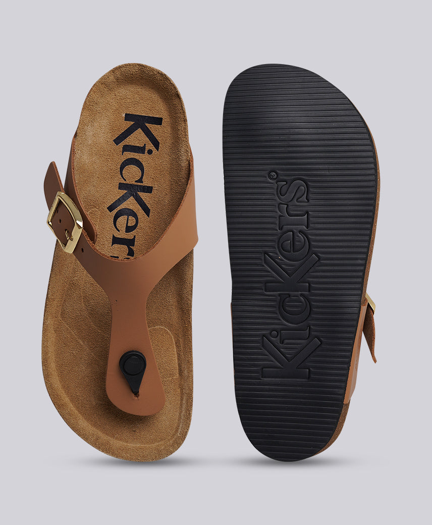 Kickers Women KICK- LYNX Genuine Leather BEIGE Flat Sandal