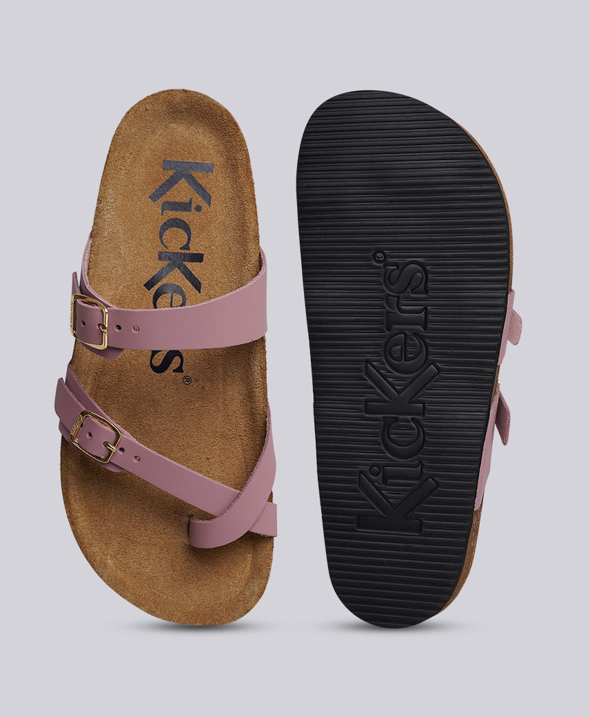 Kickers Women KICK- DIYA Genuine Leather PINK Flat Sandal