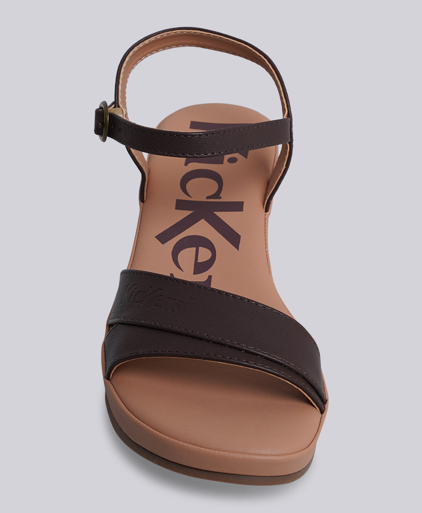 Kickers Women KICK BURI Genuine Leather BROWN Wedge Sandal