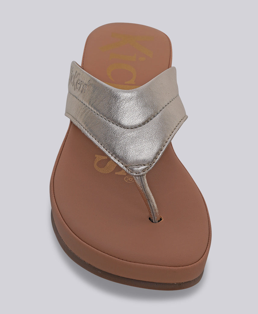 Kickers Women KICK BLENNY Genuine Leather GOLD Wedge Sandal