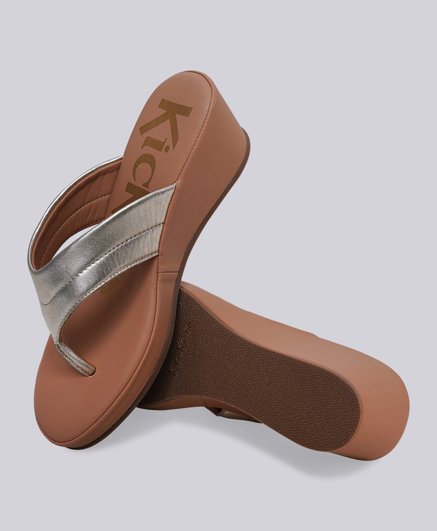 Kickers Women KICK BLENNY Genuine Leather GOLD Wedge Sandal