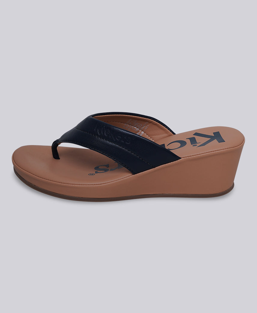 Kickers Women KICK BLENNY Genuine Leather NAVY Wedge Sandal