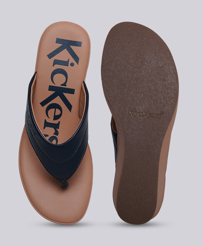 Kickers Women KICK BLENNY Genuine Leather NAVY Wedge Sandal