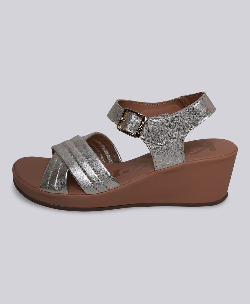 Kickers Women KICK BIGEYE Genuine Leather GOLD Wedge Sandal