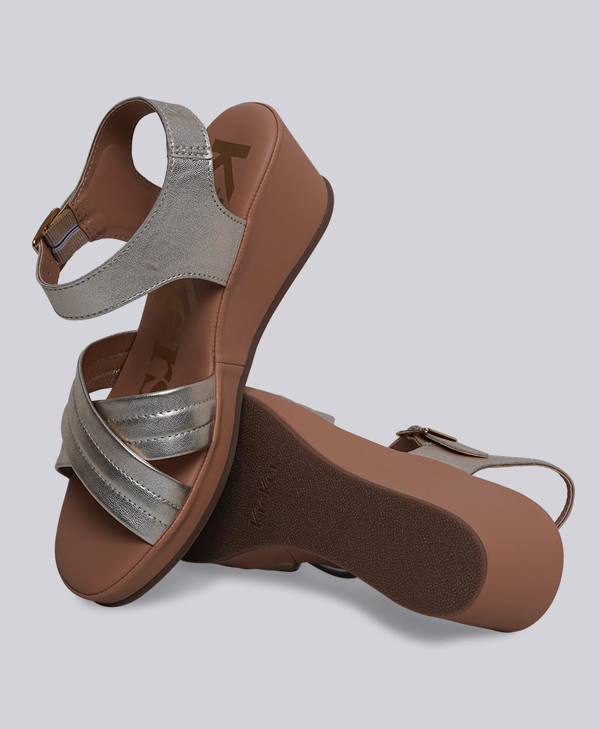 Kickers Women KICK BIGEYE Genuine Leather GOLD Wedge Sandal