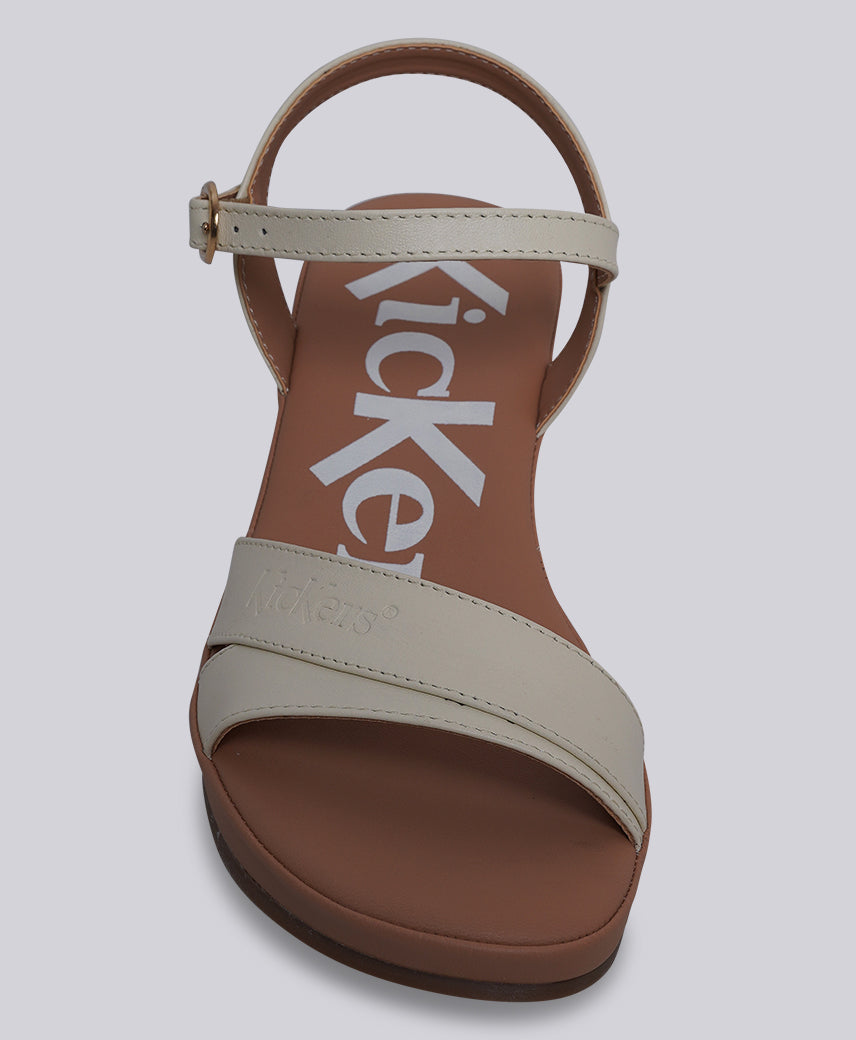 Kickers Women KICK BURI Genuine Leather IVORY Wedge Sandal