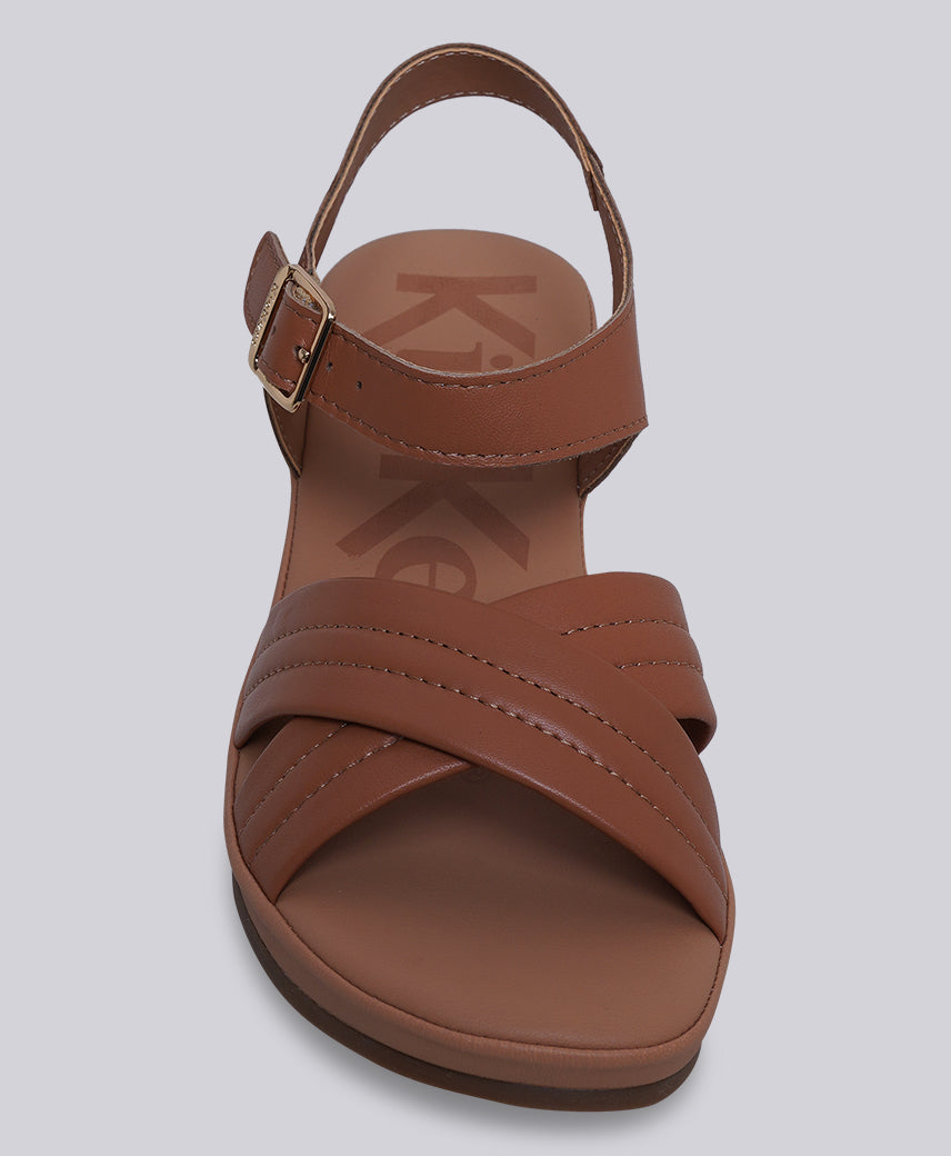 Kickers Women KICK BIGEYE Genuine Leather LT TAN Wedge Sandal