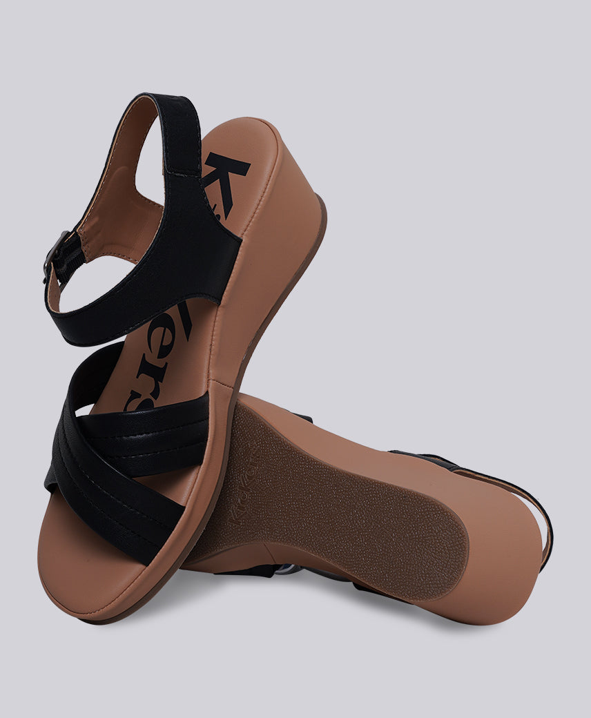 Kickers Women KICK BIGEYE Genuine Leather BLACK Wedge Sandal
