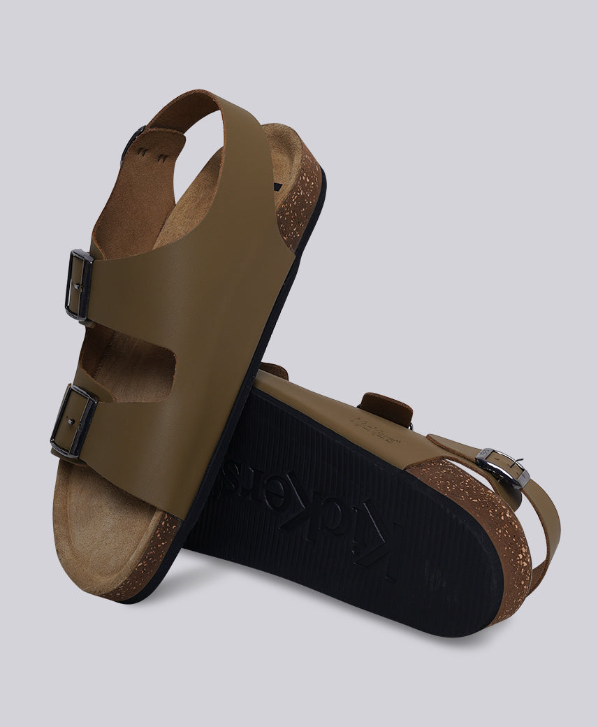 Kickers Men KICK KANG Genuine Leather Khaki Flat Sandal