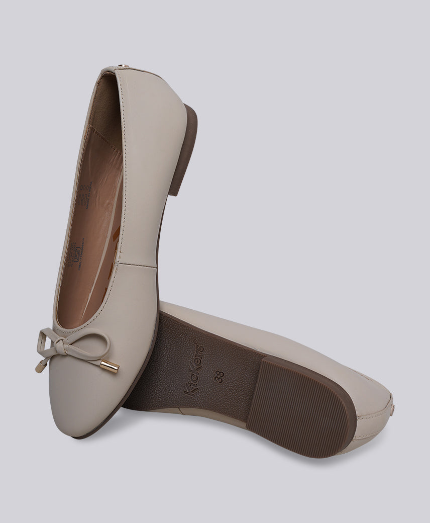 Kickers Women KICK BOGA Genuine Leather IVORY Flat Ballerina