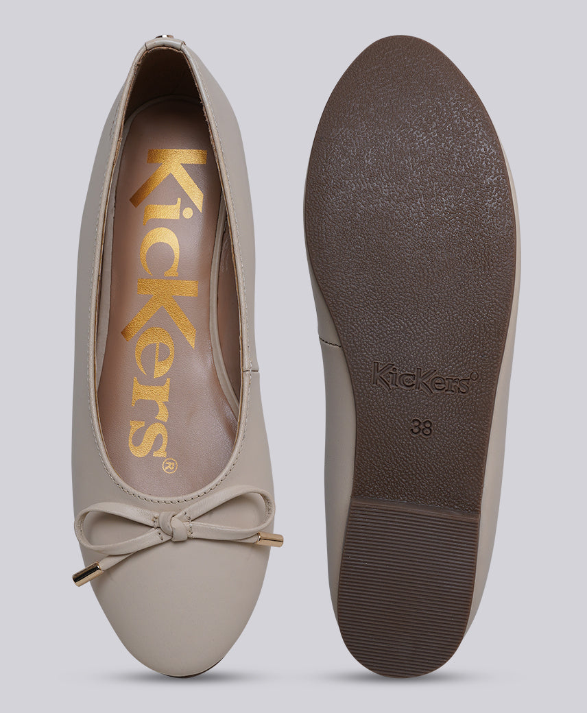 Kickers Women KICK BOGA Genuine Leather IVORY Flat Ballerina